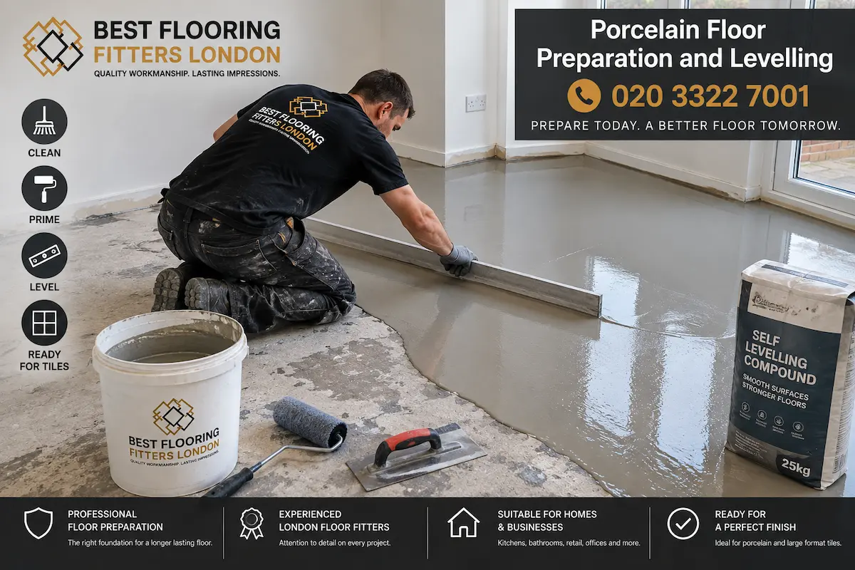 Floor preparation for porcelain tile installation London